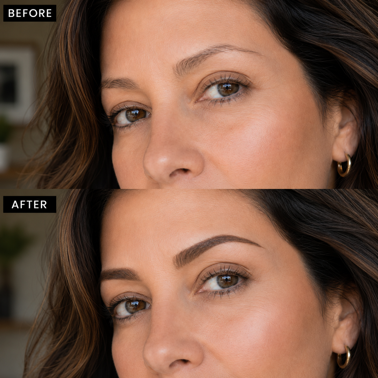 Thin, uneven brows